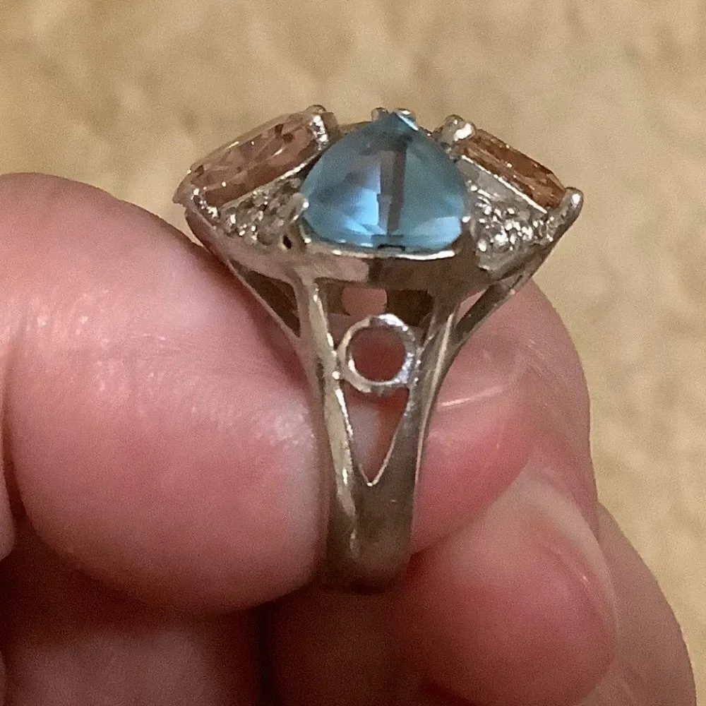𝅺sterling SILVER MULTICOLOUR CRYSTALS WOMAN RING SIZE US 6.5​